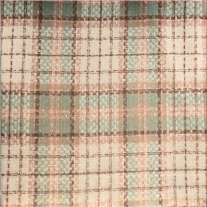 Mellow Monkey Rory classic plaid fringe scarf in soft brushed acrylic with cream, brown, and sage green tones