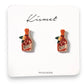 Mellow Monkey handmade rosé wine bottle stud earrings with embroidered detail and stainless steel posts