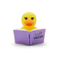 Mellow Monkey yellow rubber duck reading a purple book titled I Like My Books Extra Spicy with romance novel theme