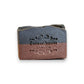 Mellow Monkey Rugged vegan handmade bar soap for men, 4-oz, with a woodsy scent. Two-toned brown and charcoal.