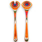Mellow Monkey Marrakesh Collection layered birch salad serving utensil set with vibrant orange, red, green, and blue concentric rings.
