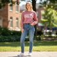 Mellow Monkey Salty Graphic Sweatshirt in Nantucket Mauve. Cozy crewneck with bold white