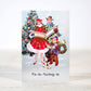Mellow Monkey sarcastic Christmas card featuring a vintage illustration of a family singing carols by a tree.