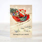 Mellow Monkey mini Christmas card featuring a vintage Santa in a sleigh with the text Nothing for you, whore!