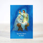Mellow Monkey mini Christmas card featuring a nativity scene illustration with the text Spoiler alert he dies