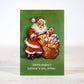 Mellow Monkey mini Christmas card featuring a vintage Santa illustration on a green background with sarcastic text.