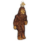Mellow Monkey Sasquatch Old World Christmas blown glass ornament, brown with glitter accents, depicting Bigfoot.
