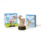 Mellow Monkey screaming goat figurine on a tree stump base with its illustrated pocket guide and display box.