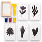 Mellow Monkey DIY screen printing kit with wooden frame, squeegee, three acrylic paints, and five floral stencils.
