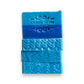 Mellow Monkey Sea Captain handmade vegan bar soap, blue and teal with embossed pattern. 4-oz.