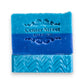 Mellow Monkey Sea Captain handmade vegan bar soap, blue and teal with embossed waves and "Center Street Soap Co."