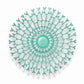 Mellow Monkey handmade sea foam green fused glass coral bowl with an intricate organic reef-inspired design.