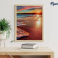 Mellow Monkey Sea Foam paint by numbers kit featuring a vibrant sunset over the ocean, 16"x20" canvas.