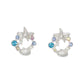 Mellow Monkey sea life stud earrings featuring silver whale and starfish designs with aqua and multi-color crystals.