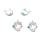 Mellow Monkey sea life stud earrings featuring silver whale and starfish designs with aqua and multi-colored crystals.