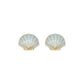Mellow Monkey gold and light blue enamel starfish, scallop shell, and conch shell stud earring trio set