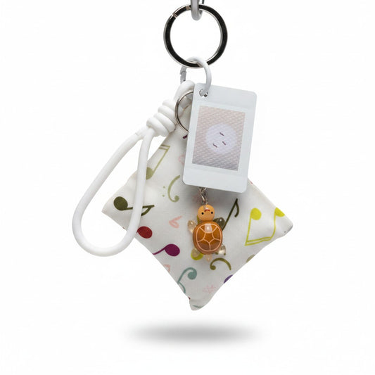Mellow Monkey SenseAble Creations Carry Your Calm bag charm with music note fabric, turtle charm, and key holder.