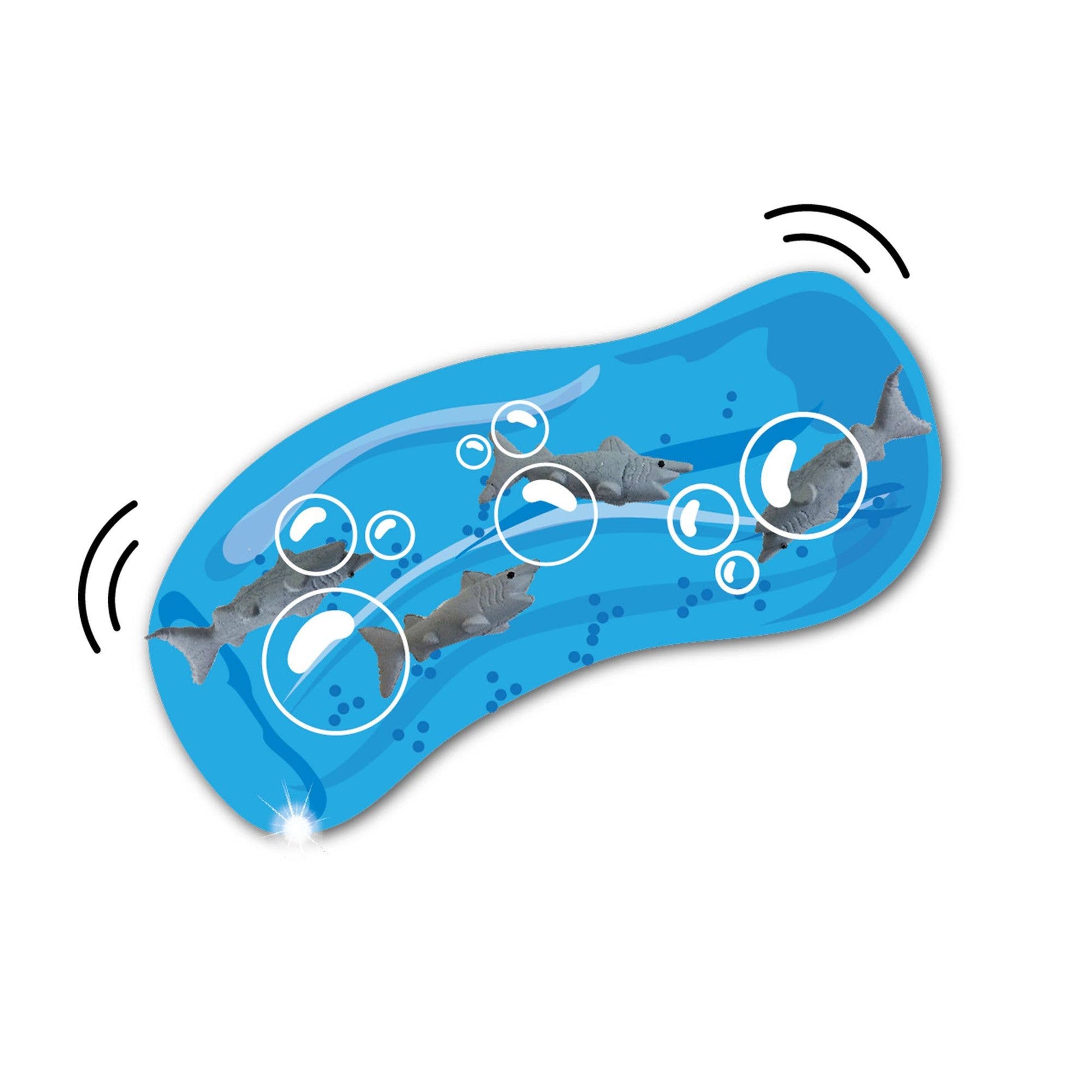 Mellow Monkey Jumbo Wiggly Jiggly shark water snake sensory fidget toy with blue liquid and bubble graphics