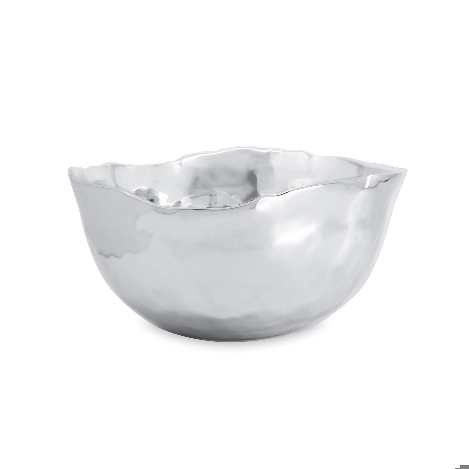 Mellow Monkey SOHO Osaka Medium Deep Bowl in silver, made of aluminum alloy. Features a hammered texture and organic, wavy rim.