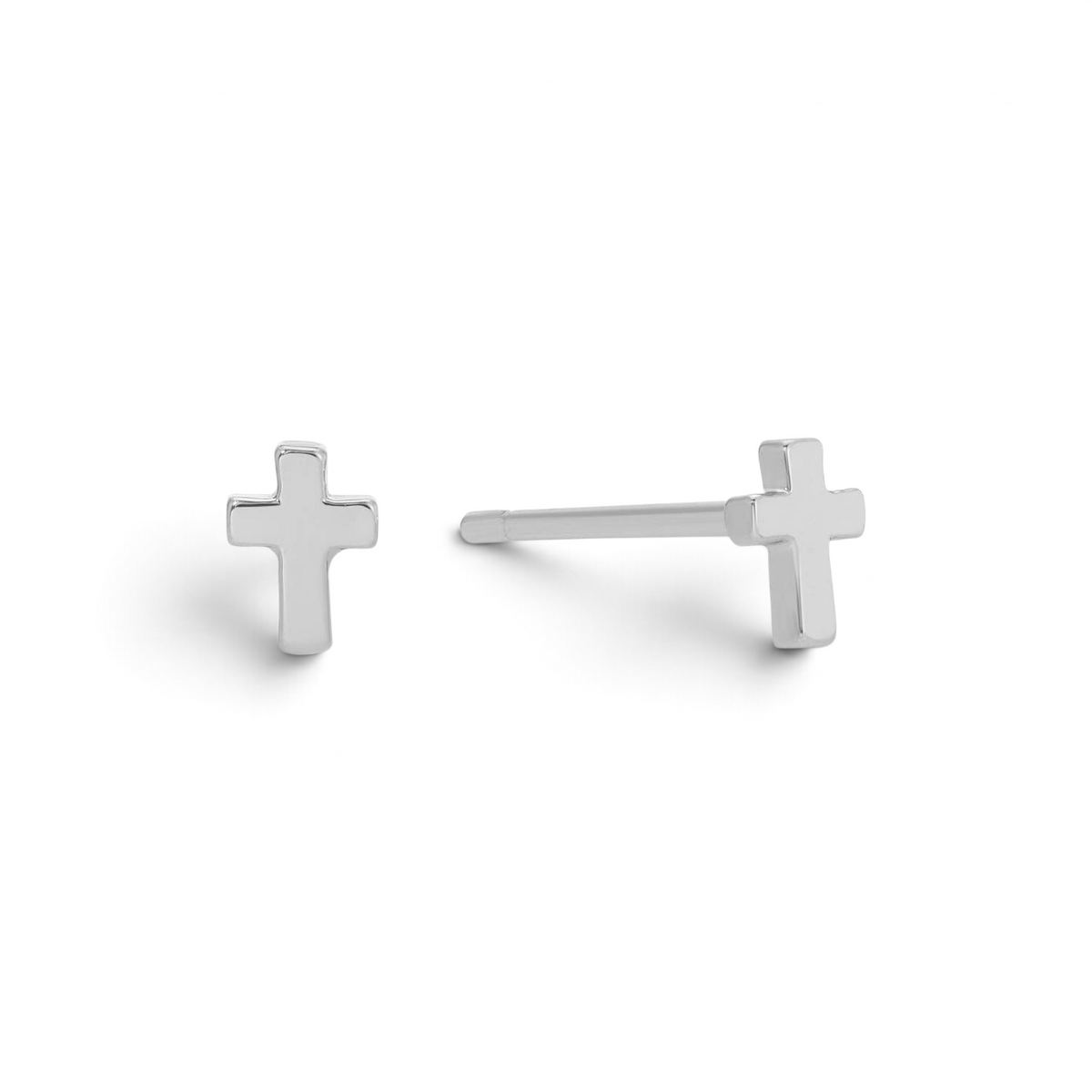 Mellow Monkey minimalist silver rhodium plated brass cross stud earrings with a simple and elegant design.