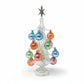 Mellow Monkey 13-inch silver glass Christmas tree with colorful hanging ornaments and a star topper