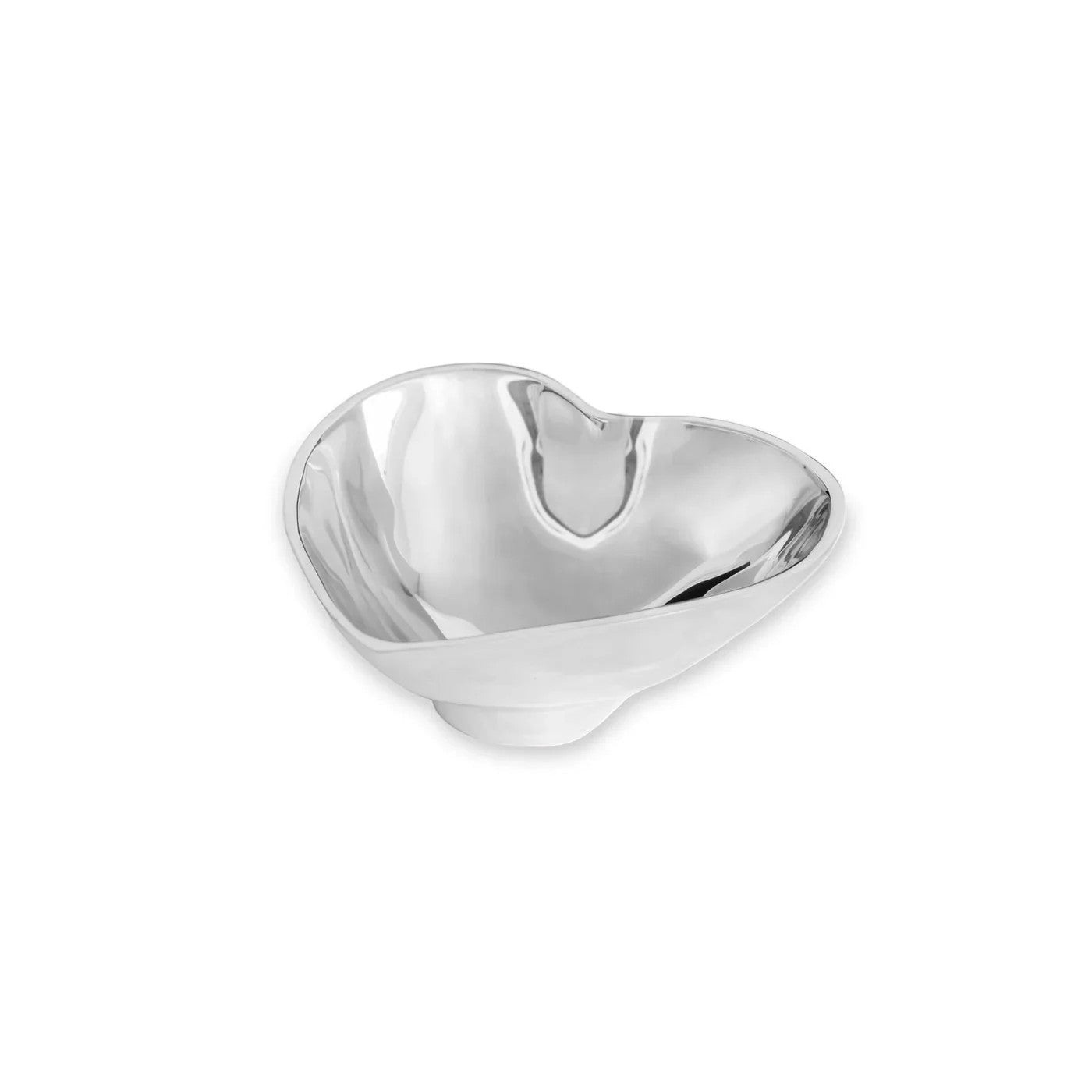Mellow Monkey GIFTABLES Deep Heart Small Bowl in silver, made of aluminum alloy. Perfect for snacks.