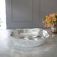 Mellow Monkey SOHO Osaka large silver aluminum alloy bowl with wavy rim, perfect for salads or as a centerpiece.