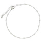Mellow Monkey silver anklet featuring delicate pearl stations and a secure lobster clasp for a coastal beachy look.