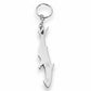 Mellow Monkey silver aluminum shark-shaped bottle opener keychain on a metal ring