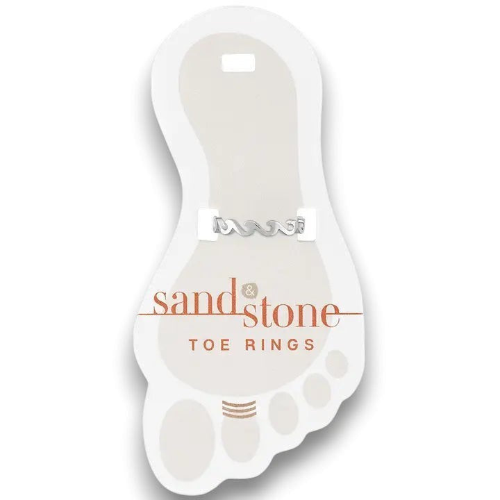 Mellow Monkey Sand and Stone silver infinity wave toe ring, made of stainless steel and water resistant.