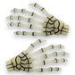 Mellow Monkey glow in the dark skeleton bone hand hairslides for a spooky goth hair accessory style.