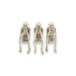 Mellow Monkey set of three resin skeleton shelf sitters in weathered bone finish posing as see, hear, and speak no evil