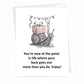 Mellow Monkey funny birthday card featuring an illustrated snail carrying a pink gift with festive bunting