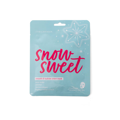 Mellow Monkey Lemon Lavender Snow Sweet holiday sheet mask in light blue packaging with snowflake design
