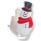 Mellow Monkey snowman fragrance warmer with a top hat and red scarf, featuring a rotatable plug for wall outlets.