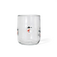 Mellow Monkey 16 oz clear glass featuring an embedded snowman holiday icon for festive seasonal drinks