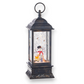 Mellow Monkey 11-inch musical Christmas water lantern featuring a snowman, deer, and swirling glitter in a black frame.