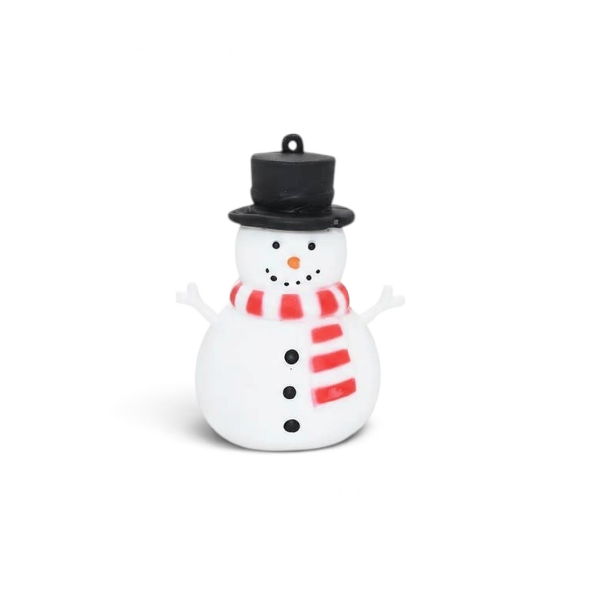 Mellow Monkey Chilly the Snowman squishy toy with a black top hat and red and white striped scarf