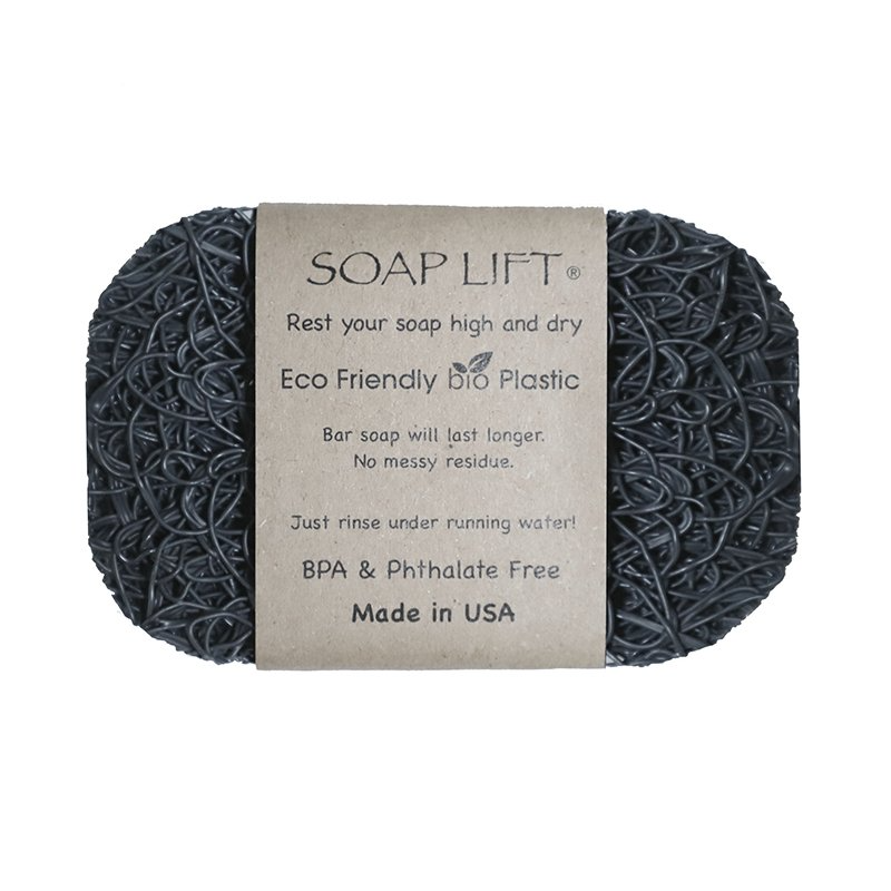 Mellow Monkey Soap Lift charcoal grey bioplastic soap saver pad with paper product label