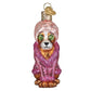 Mellow Monkey Spa Dog Old World Christmas blown glass ornament with cucumber eyes and pink robe.
