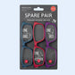 Mellow Monkey Spare Pair reading glasses set of three in blue, red, and purple frames on display packaging