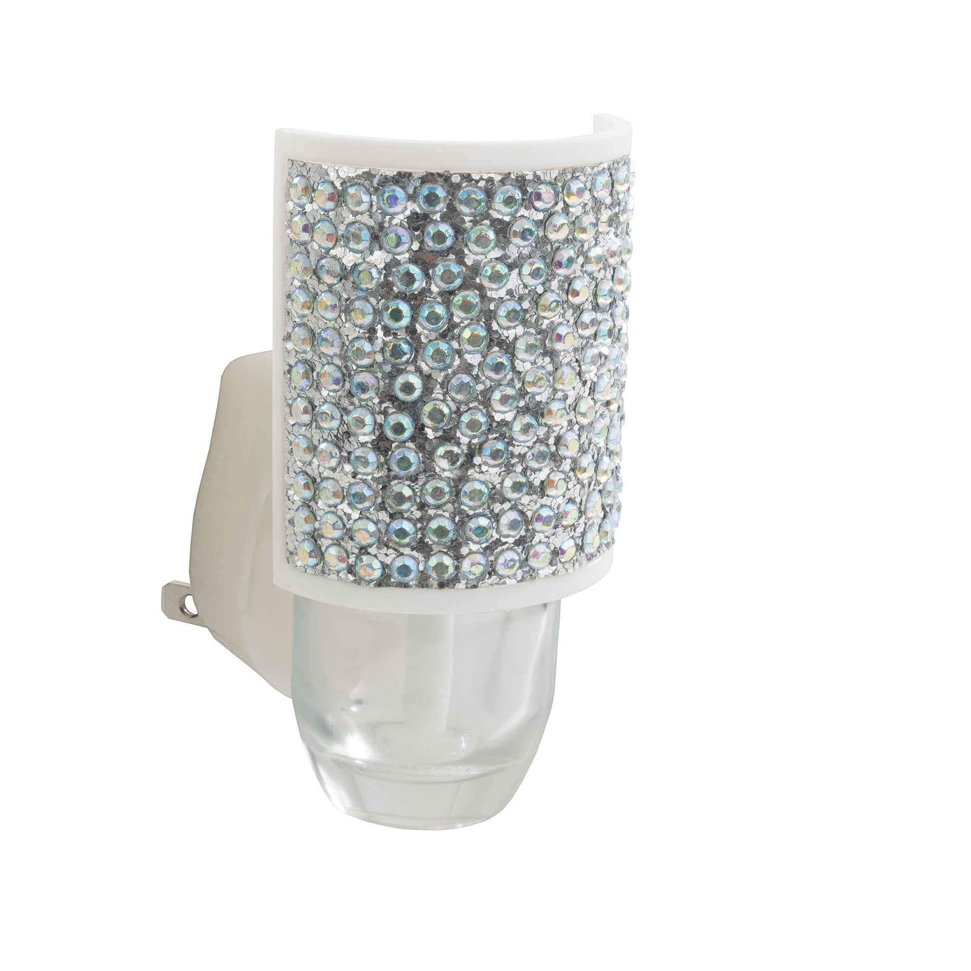 Mellow Monkey Sparkle WallScents fragrance warmer featuring a white base covered in shimmering silver rhinestones.
