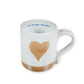 Mellow Monkey speckled stoneware mug with a brown heart design and I Love You More Than Coffee quote inside