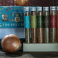 Mellow Monkey The Spice Route 8 exotic spice blend gift set in glass tubes. Includes Argentinian Chimichurri, Caribbean Jerk, Louisiana Cajun, Italian Caprese, Arabian Za'atar, Indian Tandoori, Chinese 5 Spice, and Japanese Togarashi.