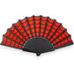 Mellow Monkey red and black gothic spiderweb scallop hand fan for summer cooling and alternative fashion accessories.