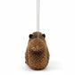 Mellow Monkey gray squirrel holiday ornament made from natural bottle brush fibers with a hanging string