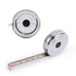 Mellow Monkey mini stainless steel retractable tape measure showing both inches and centimeters on a white background