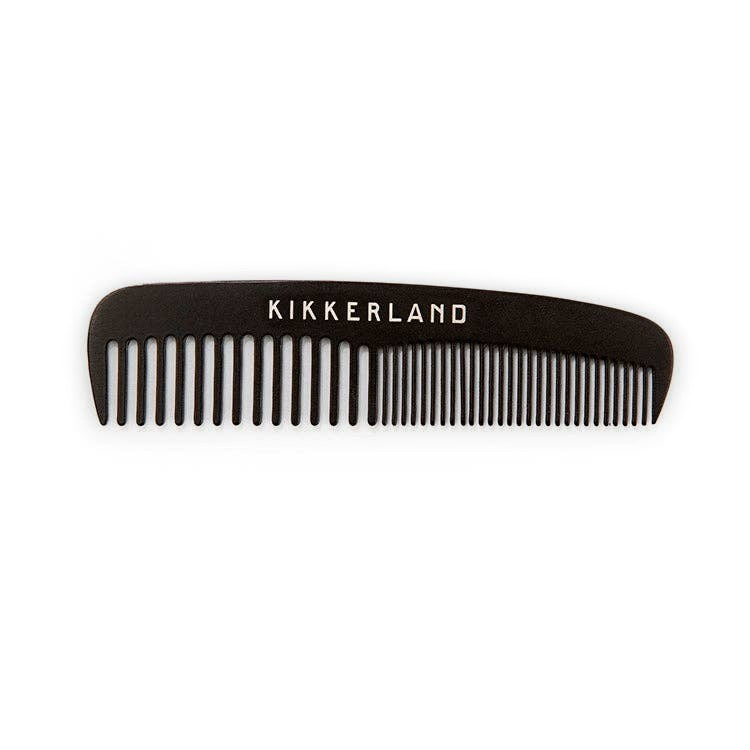 Mellow Monkey stainless steel mustache comb in black with fine and wide teeth for precise grooming