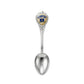 Mellow Monkey silver-tone Stamford Connecticut souvenir spoon with a decorative handle and colorful emblem