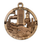 Mellow Monkey wooden ornament featuring laser-cut Stamford CT landmarks and the text Stamford CT Will Always Be Home.